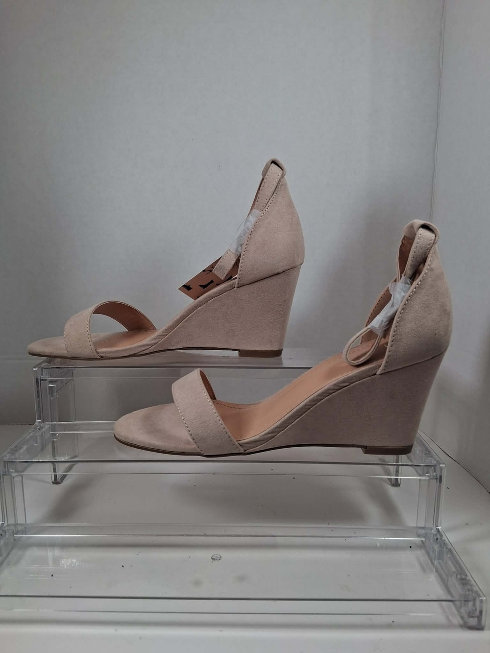 COASIS Nude Suede Strappy Ankle Strap Wedge Sandals Buckle Women's US 7.5